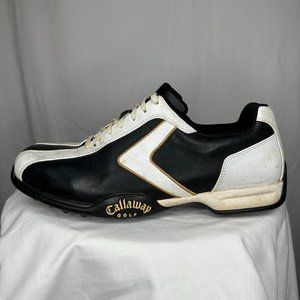 Callaway Men’s Golf Shoes White & Black Leather SoftSpiked Cleats Size US 10